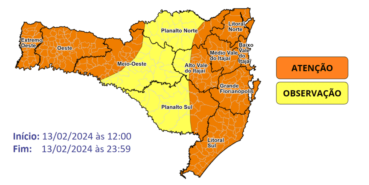 Após calor intenso, fortes chuvas atingem SC nesta terça