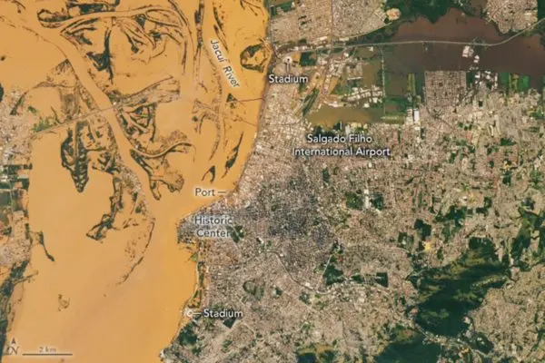 Imagens da Nasa mostram dimensão da enchente em Porto Alegre; veja antes e depois