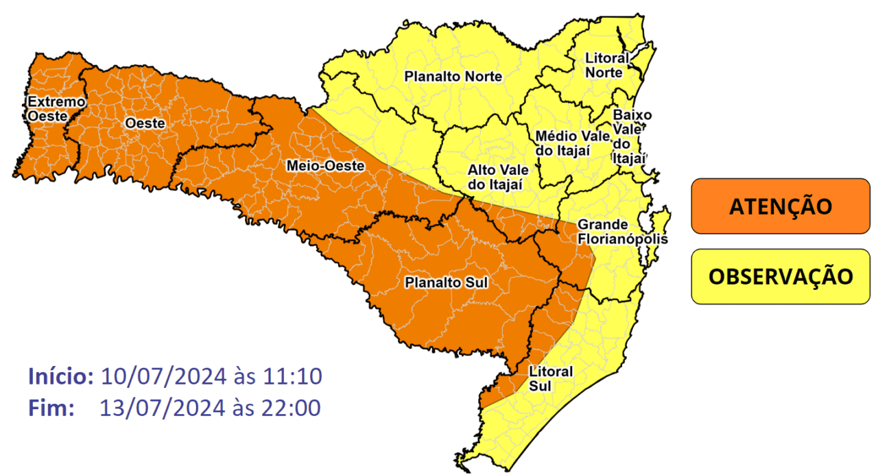 Defesa civil alerta: frio se mantém intenso em SC nos próximos dias