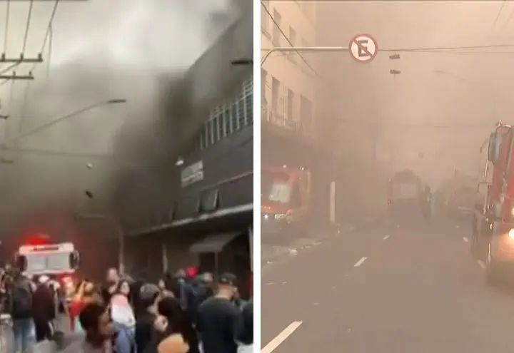 Incêndio atinge shopping no Brás em SP; veja imagens